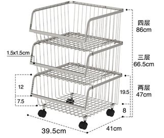 Stackable Rolling Steel Rack With Wheels , Metal Stainless Steel Kitchen Storage Shelves