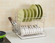 2 Tier Easy Install Kitchen Dish Drying Shelf With Removable Drain Board